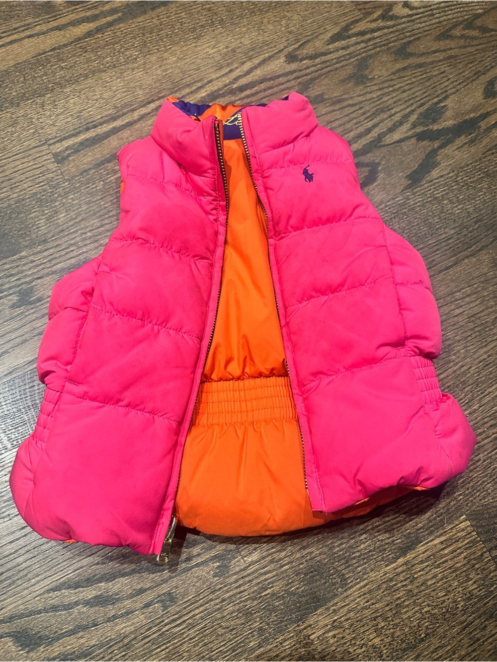 Ralph Lauren Reversible Hot Pink and Orange Quilted Puffer Vest